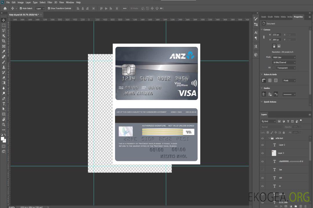 Carte Visa de crédit Australie ANZ Platinum template Carte Visa de crédit Australie ANZ Platinum template